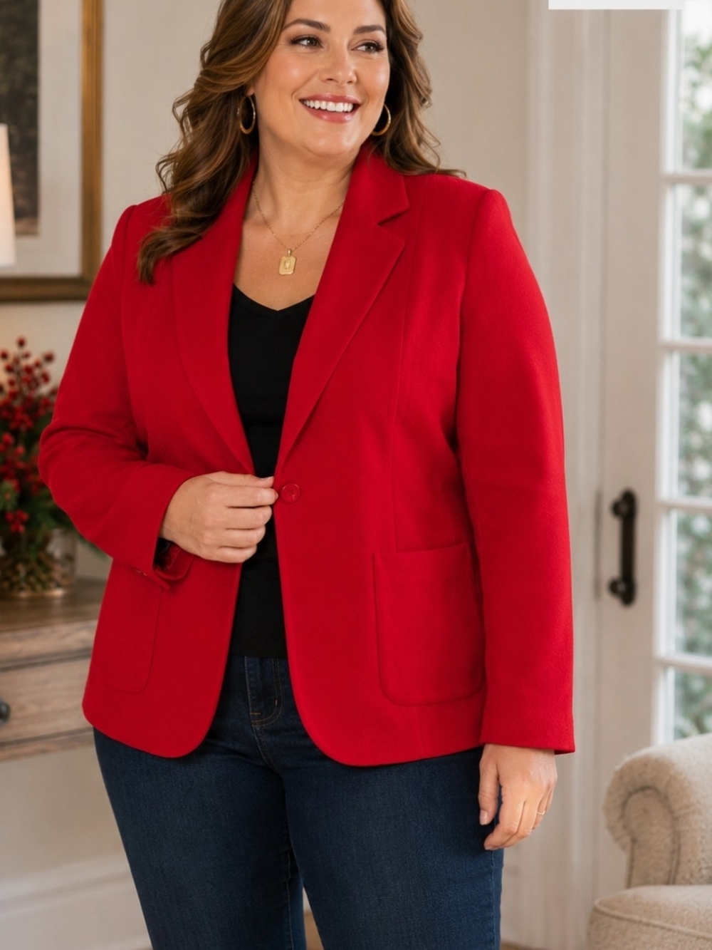 Jessica Holbrook Red Tailored Blazer
